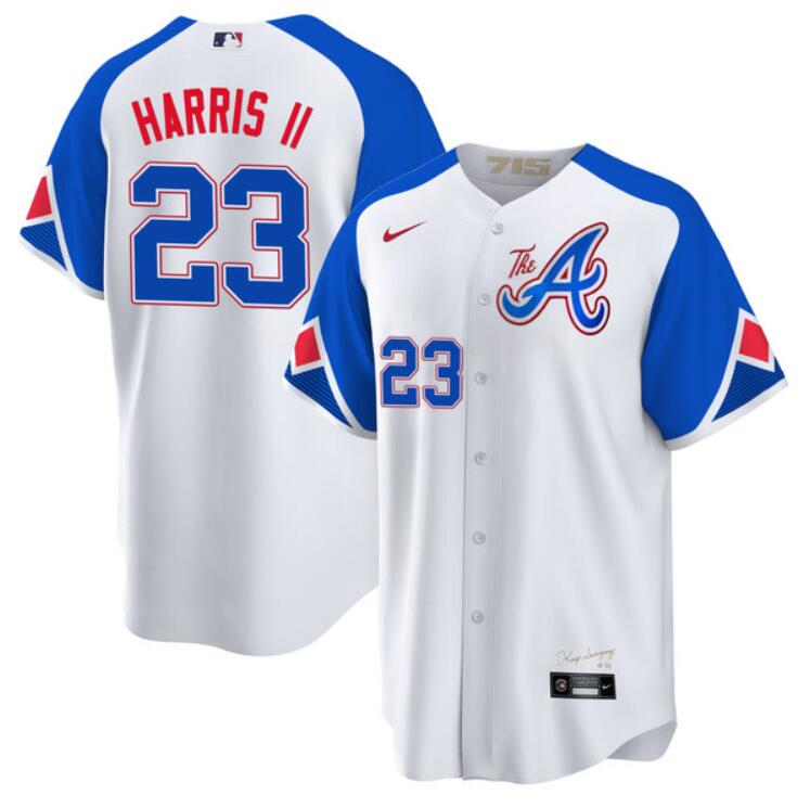 Men's Atlanta Braves Customized White 2023 City Connect Cool Base With Patch Stitched Baseball Jersey